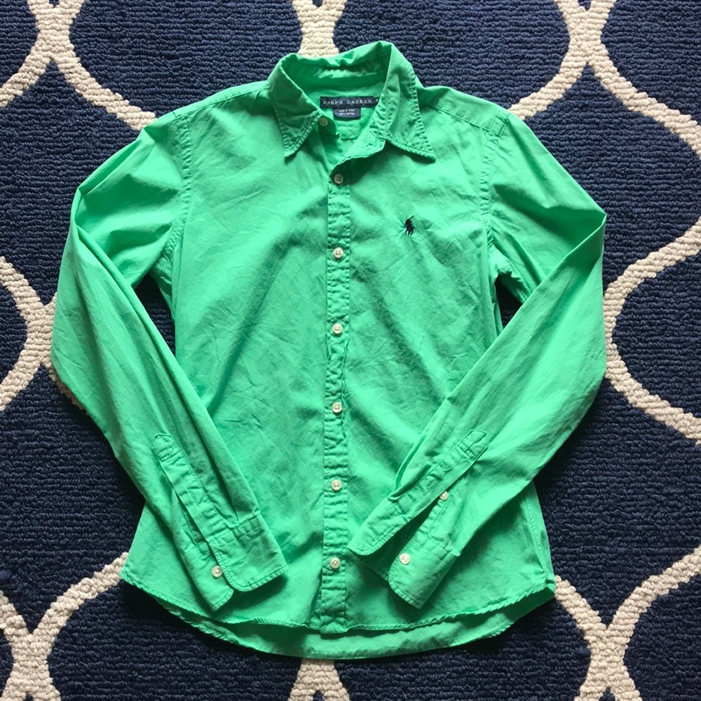 Ralph Lauren green button-down shirt